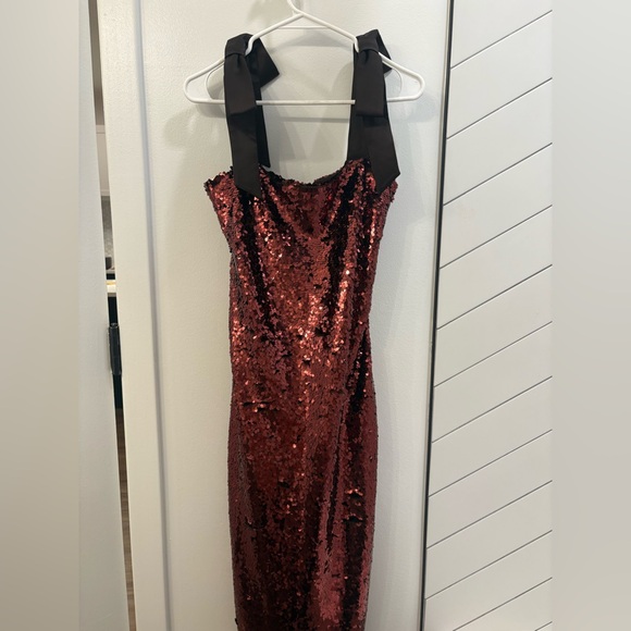 brown dress satin Mini Shift Bow Satin Dress
